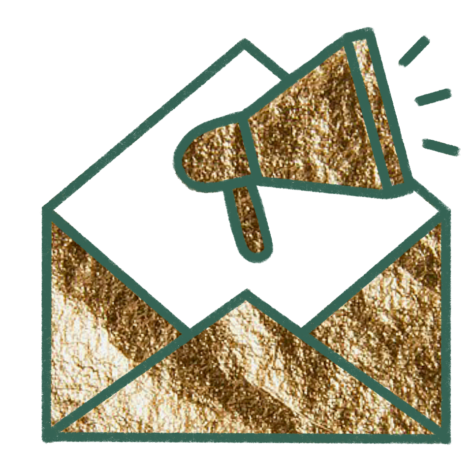 E-Mail-Marketing Icon eines Briefumschlags mit einem Megafon darin. Symbol fuer Newsletter, E-Mail-Marketing oder Kommunikationskampagne.