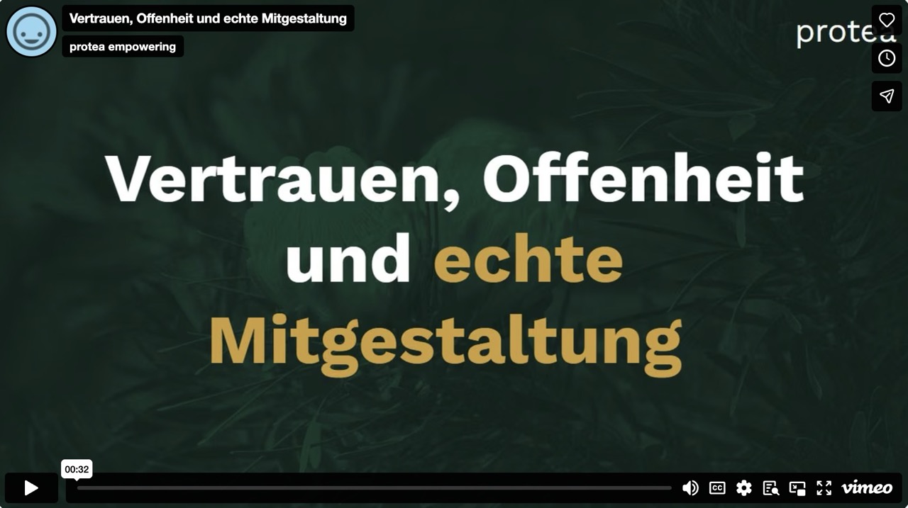Videotestimonial Thumbnail. Fetter Text auf schlichtem Hintergrund.